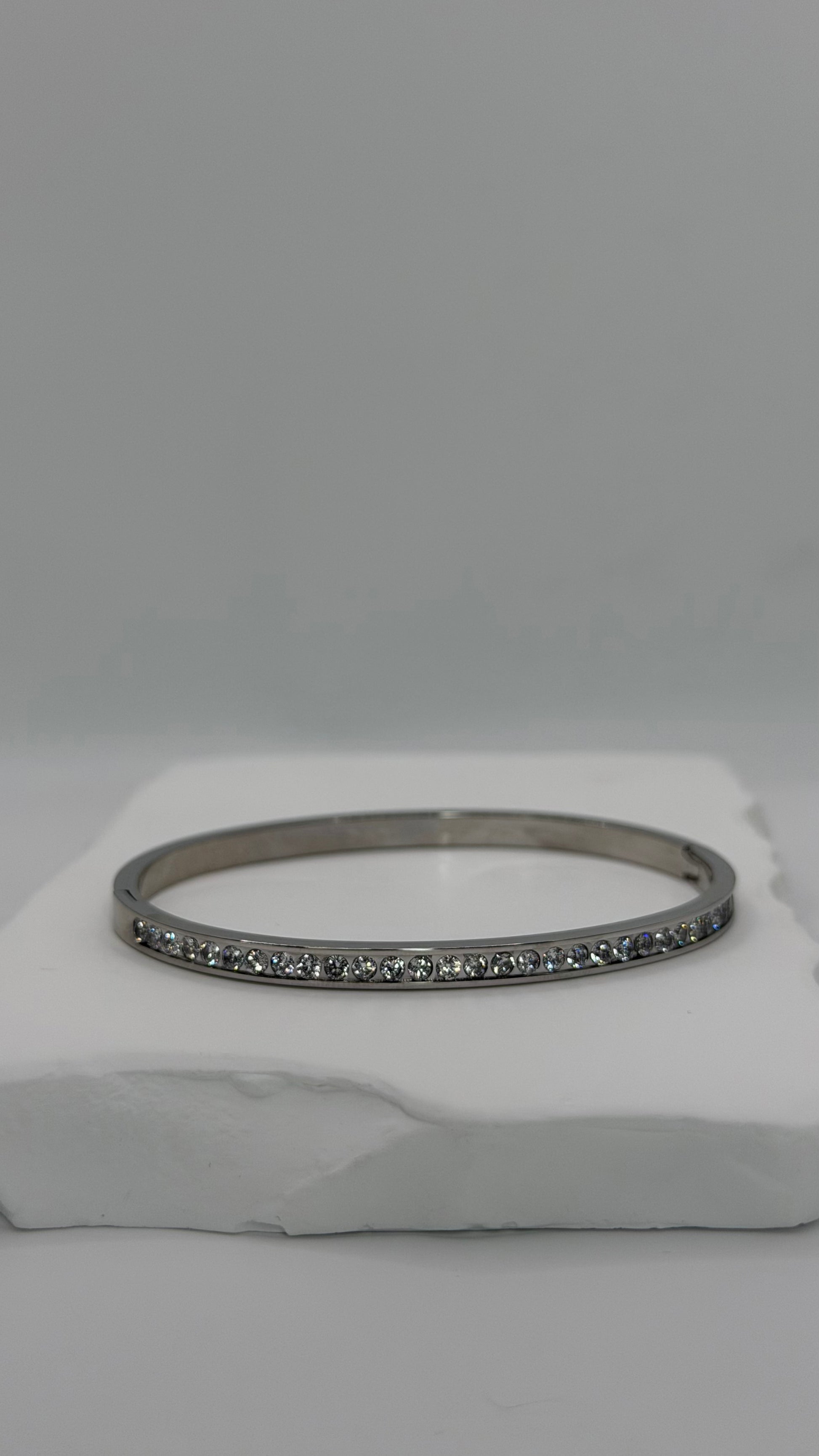 Silver Diamond Bangle